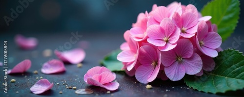 Fragile and wilting hydrangea petals drop off, hydrangea, petals