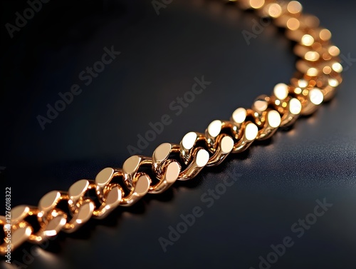 a gold chain in a black background