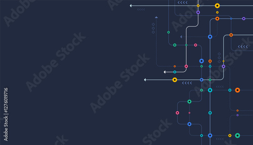 Circuit connect lines and dots. Network technology and Connection concept. Decentralized network nodes connections
