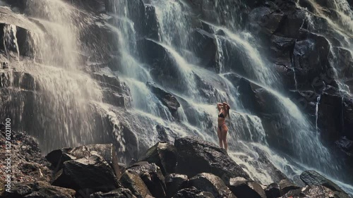 Bali waterfall Kanto Lampo one of the most beautiful tropical waterfalls Bali famous landmark and popular travel destination Bali, Indonesia 4K