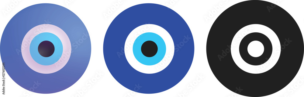Evil Eye, Turkish Eyes. Nazar amulet vector flat icon. Isolated nazar eye emoji illustration Evil Eye, Turkish Eyes. Nazar amulet vector flat icon. Isolated nazar eye emoji illustration