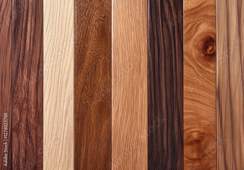 Brown unpainted natural wood with grains for background and texture. photo