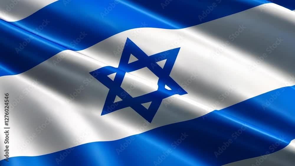 Waving Israeli Flag with Star of David for National Pride, Independence Day, and Cultural Symbolism in Blue and White Tones