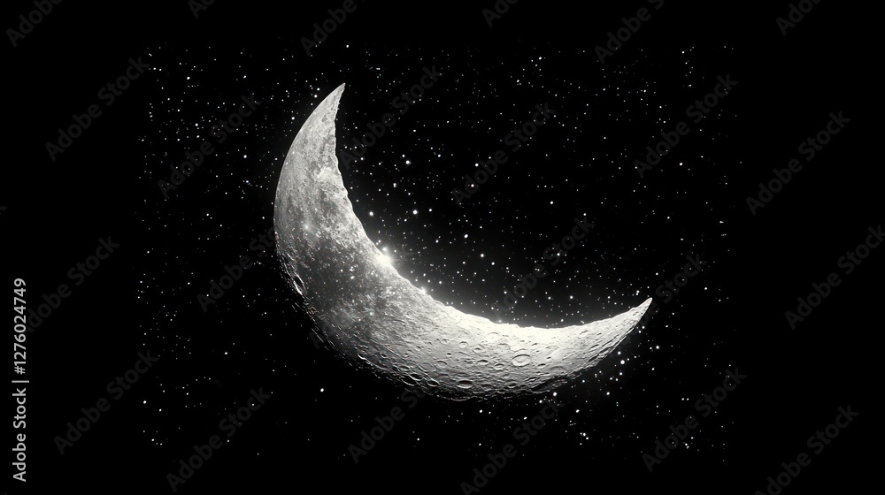 Fototapeta premium Crescent moon night sky cosmic background wallpaper