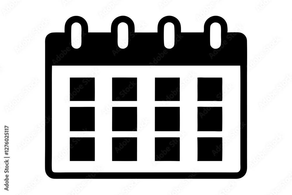 A simple black con depicts a calenda A simple black con depicts a calenda
