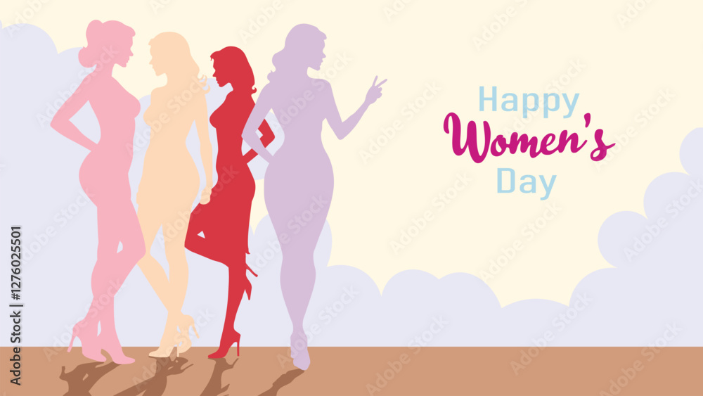 Vector Women's Day Celebration Illustration – Elegant Female Silhouettes, 8 March Greeting Card, Feminine Empowerment Art Vector Women's Day Celebration Illustration – Elegant Female Silhouettes, 8 March Greeting Card, Feminine Empowerment Art