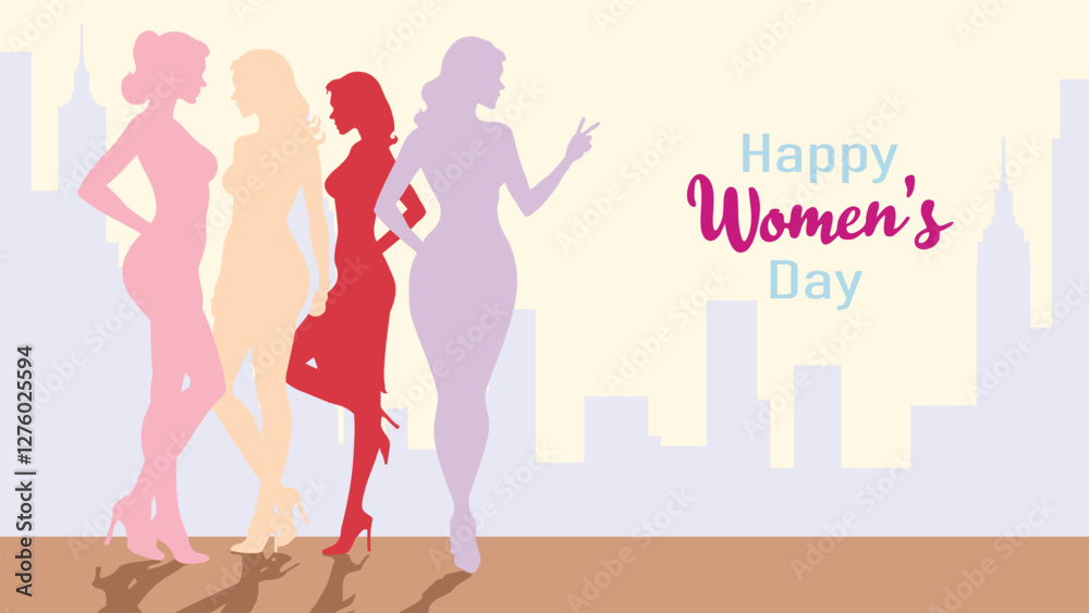 Vector Women's Day Celebration Illustration – Elegant Female Silhouettes, 8 March Greeting Card, Feminine Empowerment Art Vector Women's Day Celebration Illustration – Elegant Female Silhouettes, 8 March Greeting Card, Feminine Empowerment Art