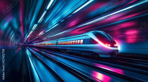 High Speed Train Tunnel Futuristic Motion