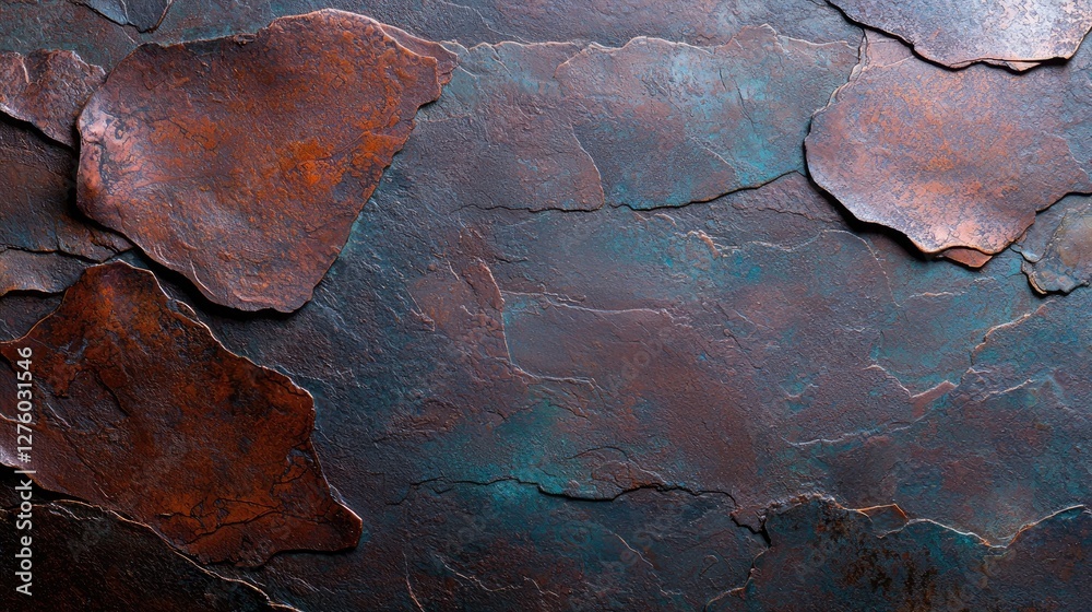 Fototapeta premium Rustic copper and teal stone texture background