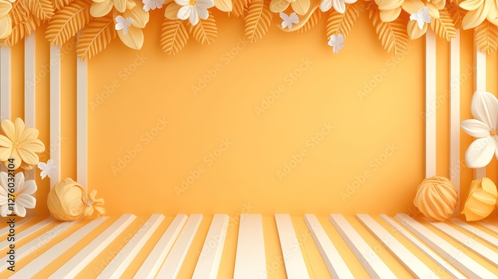 Obraz premium Pastel Floral 3d Render Background with Blank Space