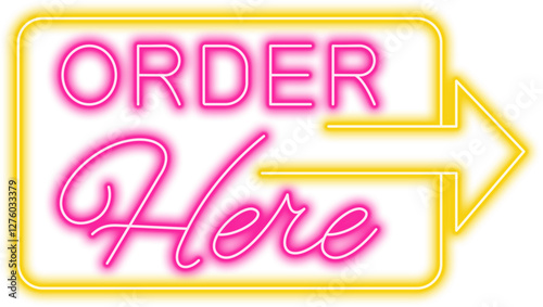 Neon Order Here Sign Banner