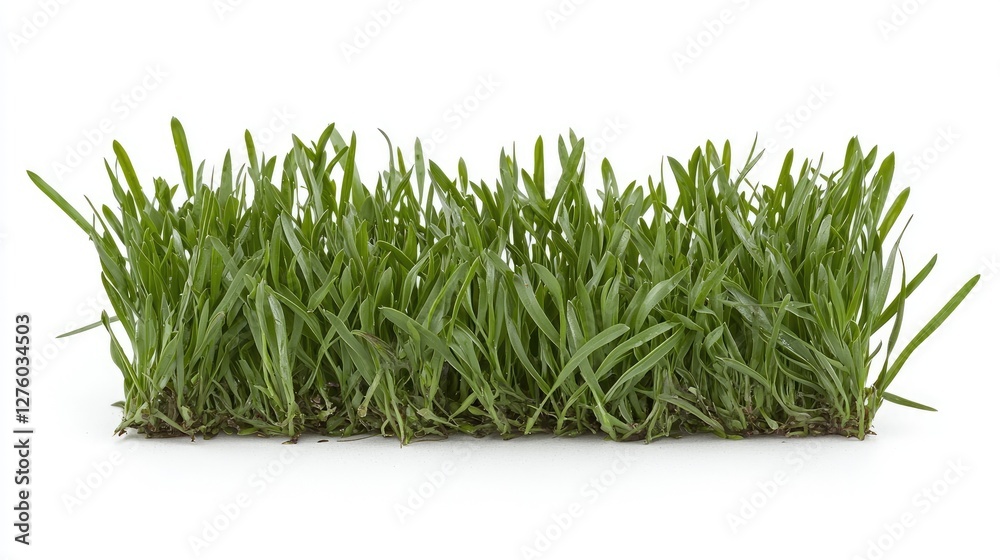 Lush green grass patch, isolated on white background, nature texture, garden design Lush green grass patch, isolated on white background, nature texture, garden design