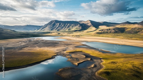 Geothermal Area Flyover Aerial Photograph
