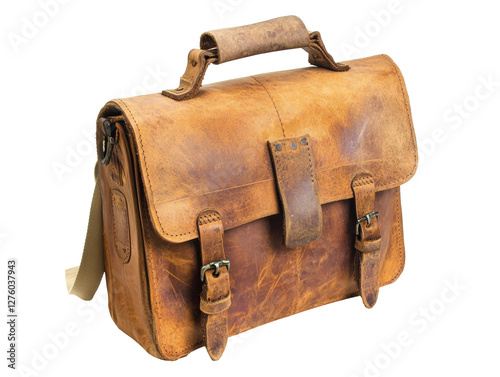 Isolated Retro Leather Briefcase
