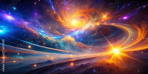 Abstract Light Background: Glowing Nebula & Cosmic Energy, Rule of Thirds Composition