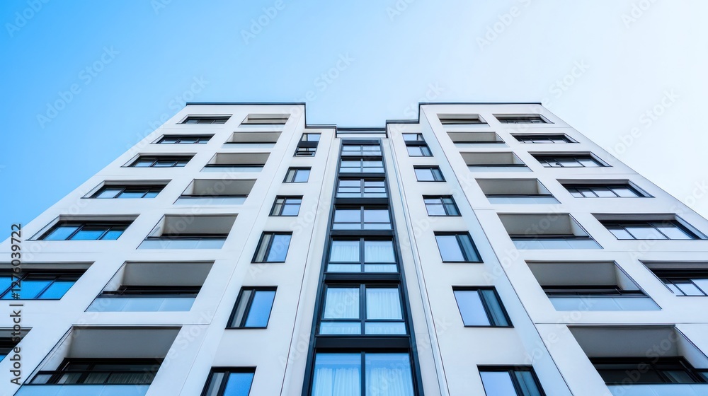 Modern White Apartment Building Reaching for the Sky Modern White Apartment Building Reaching for the Sky