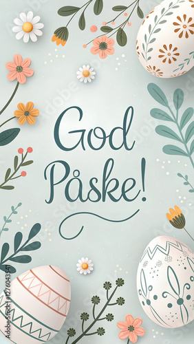 A beautifully designed Norwegian Easter card featuring 