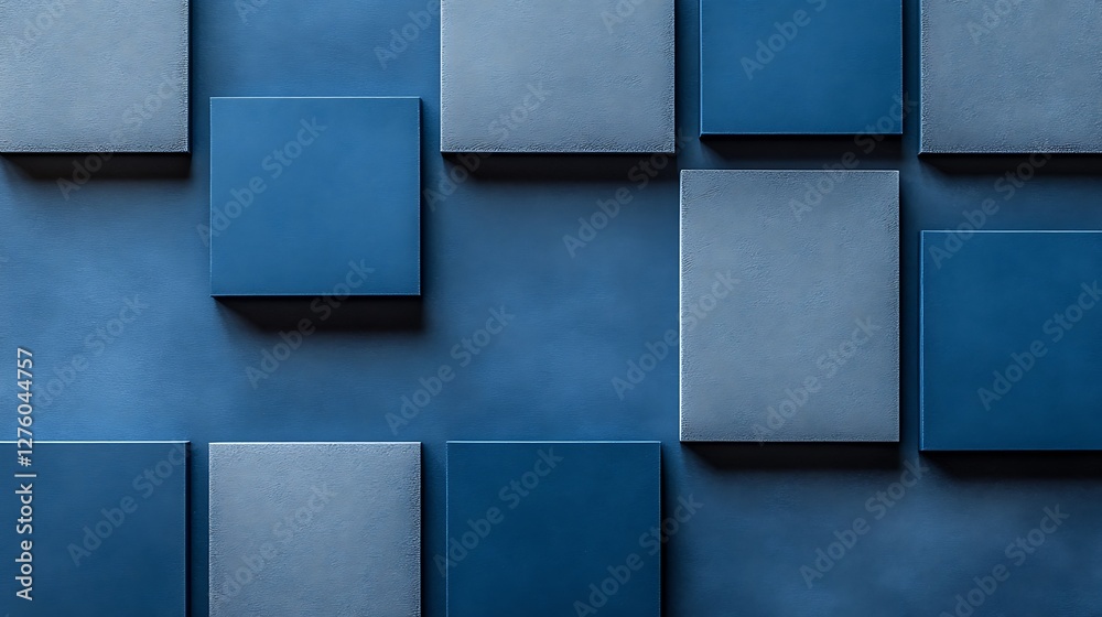 Fototapeta premium Blue squares, textured background, design
