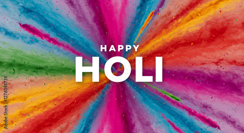 Happy Holi Bold Text - Fest...