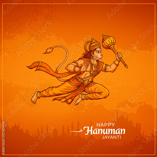 Flying Lord Hanuman Illustr...