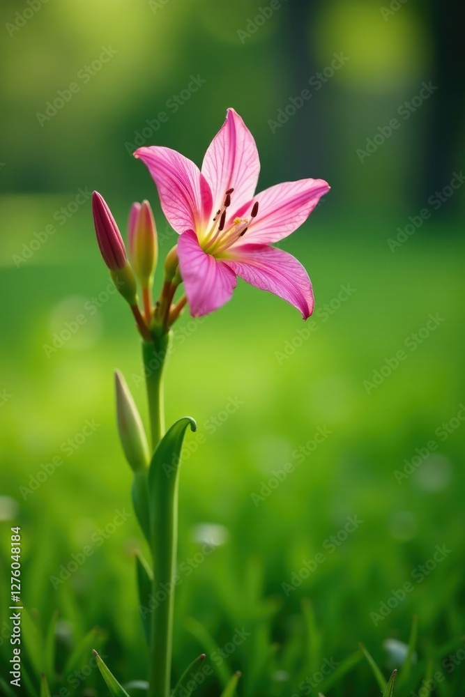 Delicate pink amarcrinum flower in a green meadow, , floral arrangement Delicate pink amarcrinum flower in a green meadow, , floral arrangement