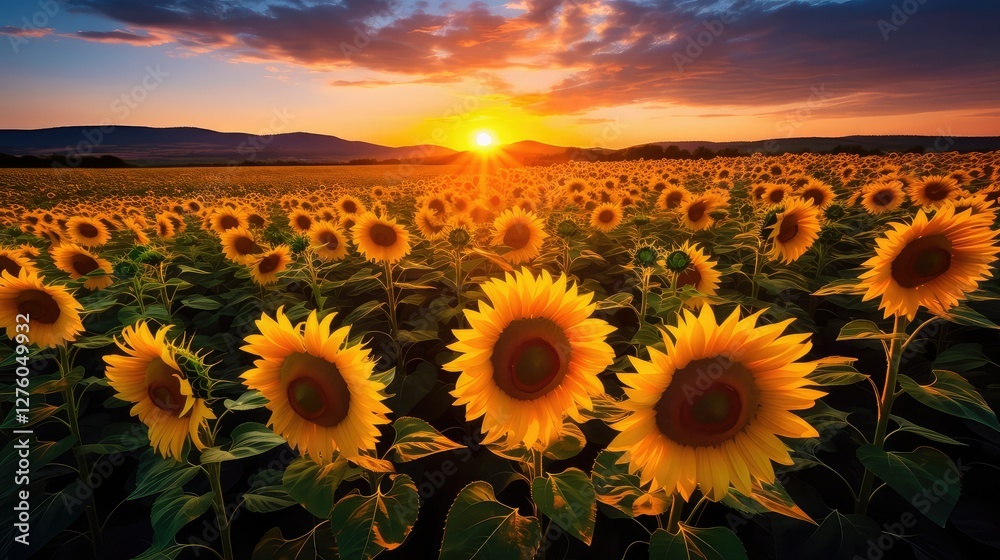 Fototapeta premium petals overlay golden sun