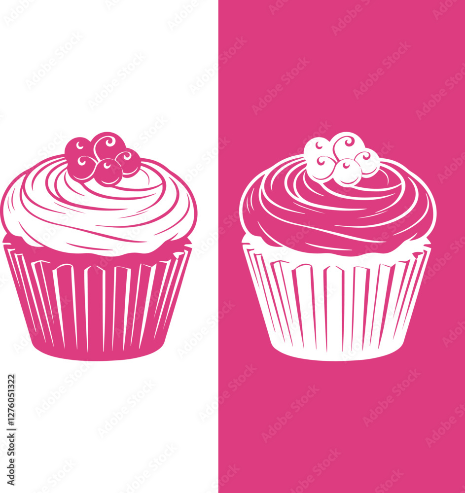Cute muffin cupcakes dessert design template logo vector illustration. Cute muffin cupcakes dessert design template logo vector illustration.