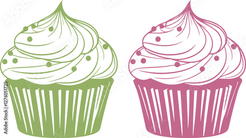 Cute muffin cupcakes dessert design template logo vector illustration.