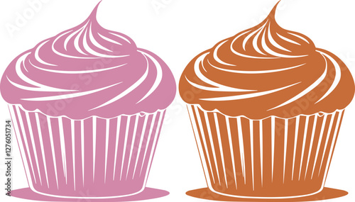 Cute muffin cupcakes dessert design template logo vector illustration.