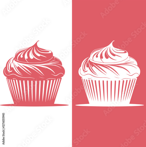 Cute muffin cupcakes dessert design template logo vector illustration.