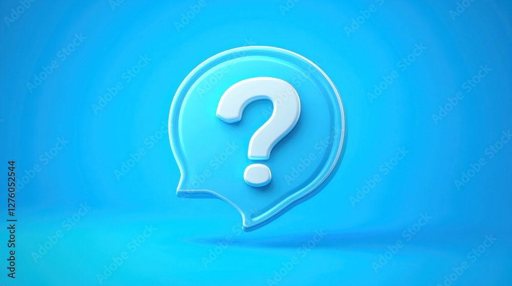3D Render of a Question Mark in a Speech Bubble, Blue Theme 3D Render of a Question Mark in a Speech Bubble, Blue Theme
