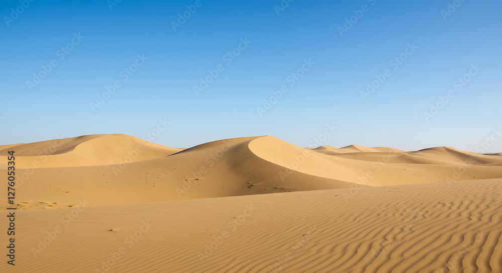 desert landscape sand dunes clear blue sky arid beauty natural desert scene desert landscape sand dunes clear blue sky arid beauty natural desert scene