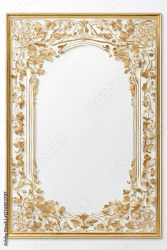 Elegant Thin Frame on a White Background with a Golden Border, Perfect for Persian Design