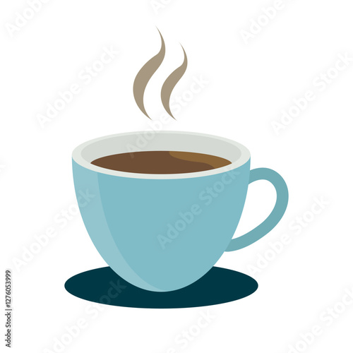Coffee or tea mug with steam minimal flat vector illustration