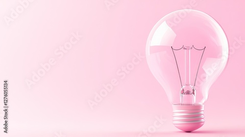 Pink Lightbulb Idea Inspiration on Pastel Background