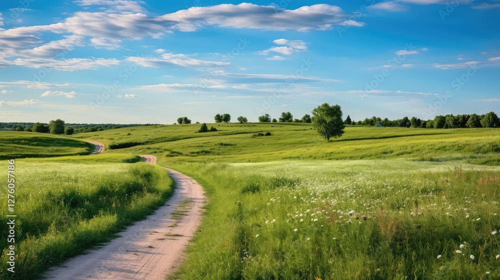 Fototapeta premium wildflowers road less traveled