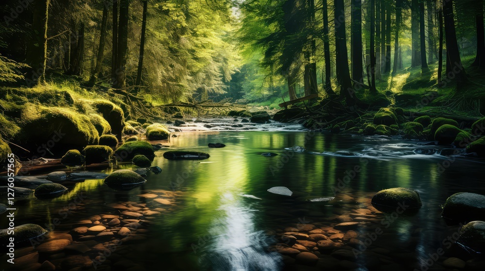 Obraz premium reflection forest water