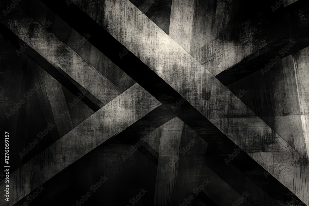 A brutalist digital background with sharp, intersecting metallic beams, dark shading, and a grungy industrial atmosphere. A brutalist digital background with sharp, intersecting metallic beams, dark shading, and a grungy industrial atmosphere.