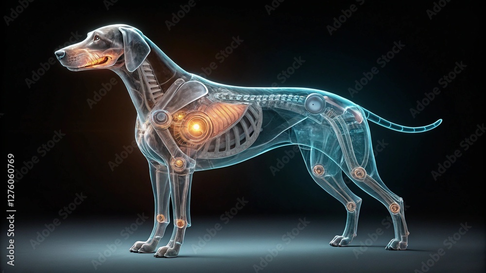 Fototapeta premium Energy core-driven mechanical dog