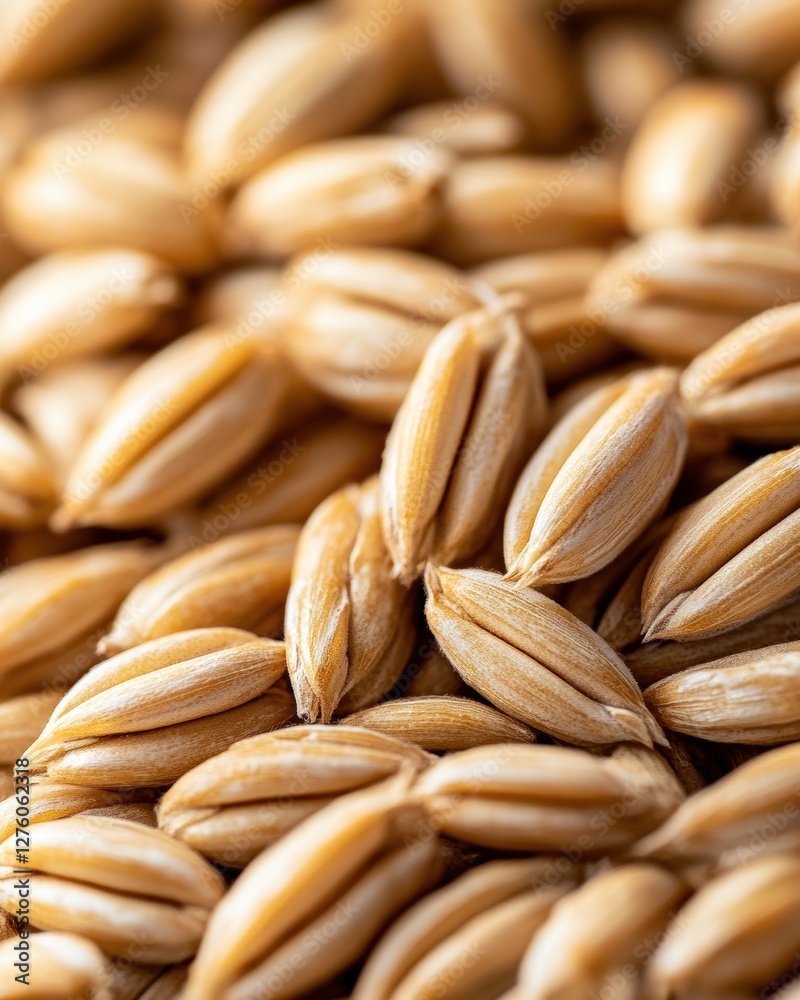 Detailed macro shot of golden barley grains for agricultural and culinary uses Detailed macro shot of golden barley grains for agricultural and culinary uses