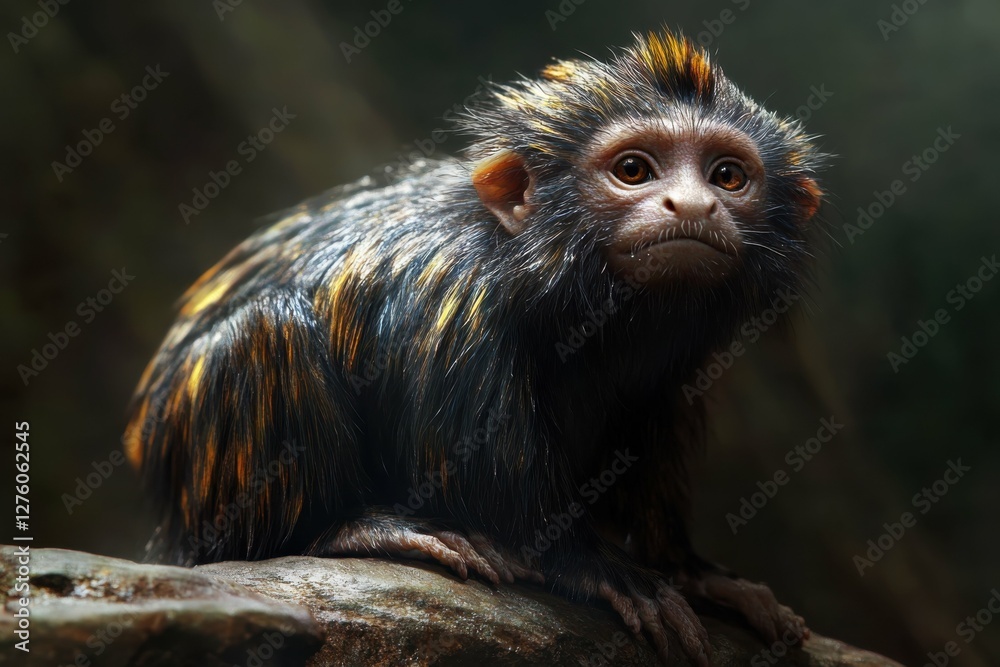 Common Marmoset: Simian Monkey in Jungle Zoo Wildlife Habitat
