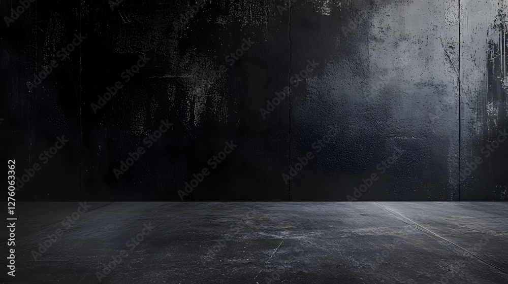 Dark concrete floor with black wall texture for industrial background Dark concrete floor with black wall texture for industrial background