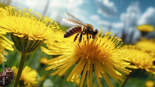 bee yellow dandelion