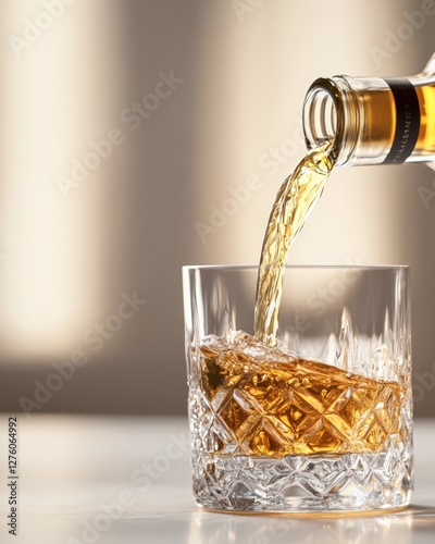 Speyside whisky pouring into crystal glass for beverage promotion and bar design