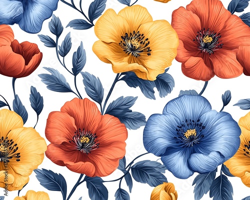 Colorful floral pattern seamless background photo