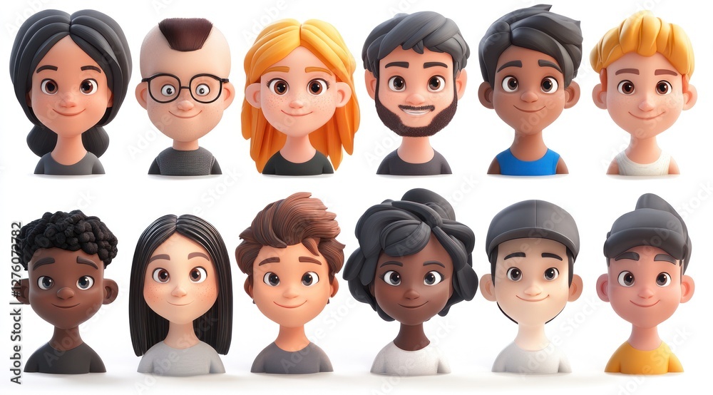 Smiling People Closeup Portrait Set Cute Cartoon Businessman Male and Female Avatars Multi-ethnic Man and Woman Faces Isolated on White Background Smiling People Closeup Portrait Set Cute Cartoon Businessman Male and Female Avatars Multi-ethnic Man and Woman Faces Isolated on White Background