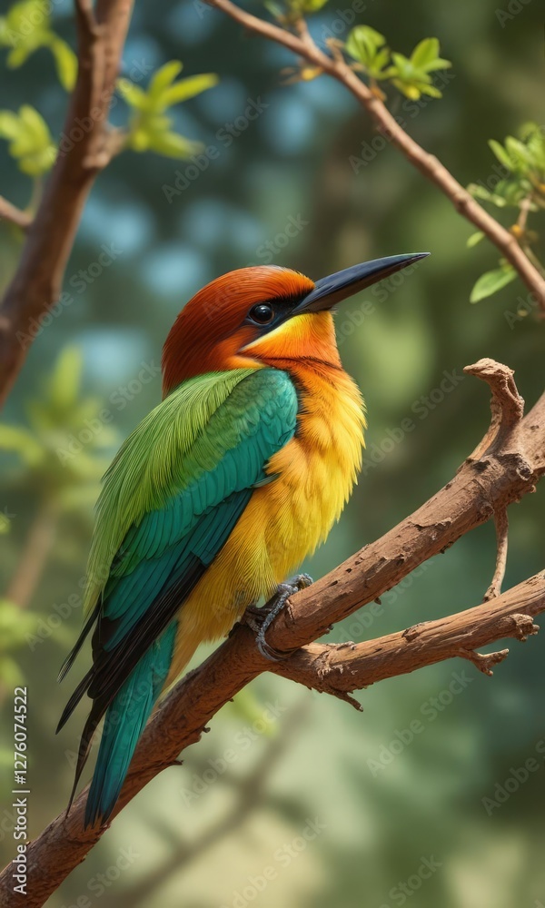 Tree bark and branches surrounding the bee eater, bark, wildlife Tree bark and branches surrounding the bee eater, bark, wildlife