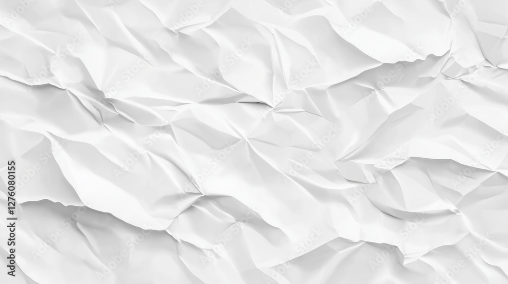 Hyper-realistic white crumpled paper texture with high-detail creases and folds, perfect for monochrome designs, artistic backgrounds, and minimalistic creative projects with a raw, textured feel. Hyper-realistic white crumpled paper texture with high-detail creases and folds, perfect for monochrome designs, artistic backgrounds, and minimalistic creative projects with a raw, textured feel.