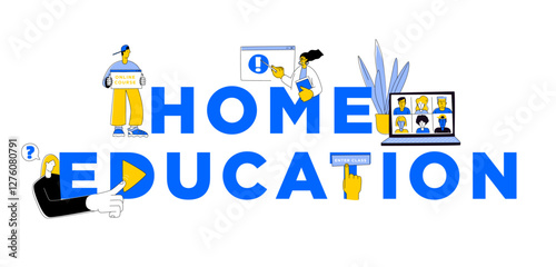 Home Education and Online Learning Concept Banner