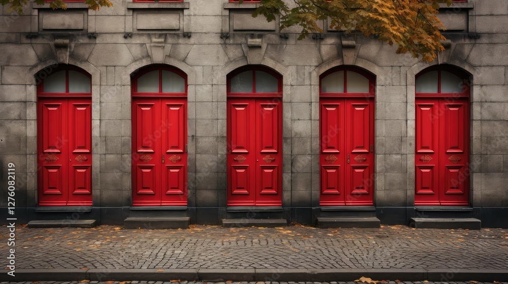 Fototapeta premium street red door